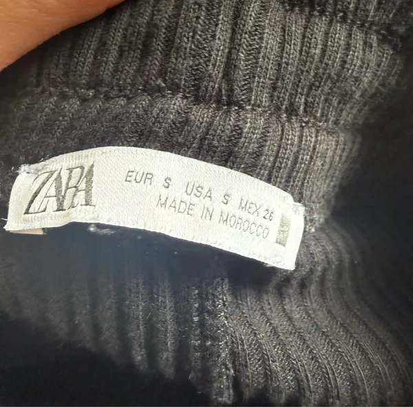 Zara Black Ribbed Wide-Leg Pants with Drawstring - Image 6