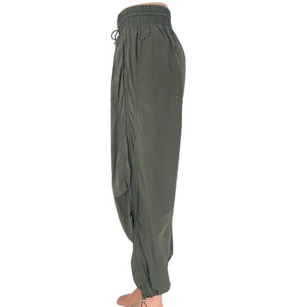 Abercrombie & Fitch YPB Gray Green Parachute Drawstring Windbreaker Pants S - Image 2