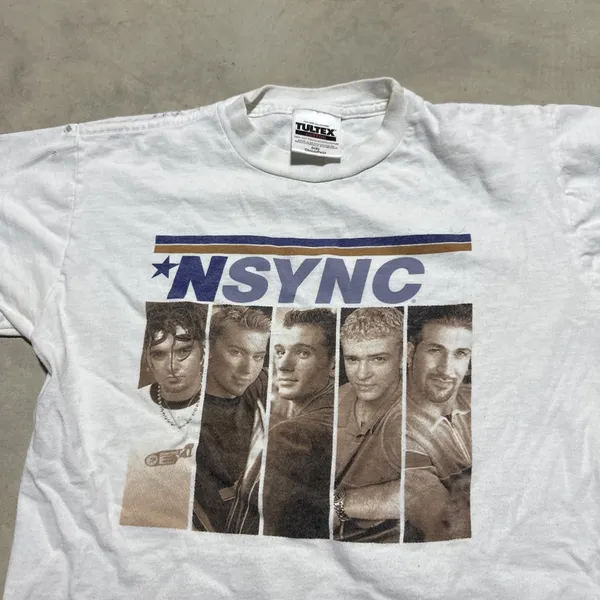 Vintage N SYNC Tee Shirt Size S Youth Women's White 100% Cotton T-Shirt Tultex - Image 2