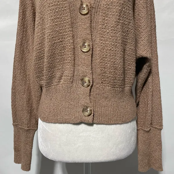 Abercrombie & Fitch Button Front V-Neck Cardigan Sweater Light Brown Size Small - Image 7