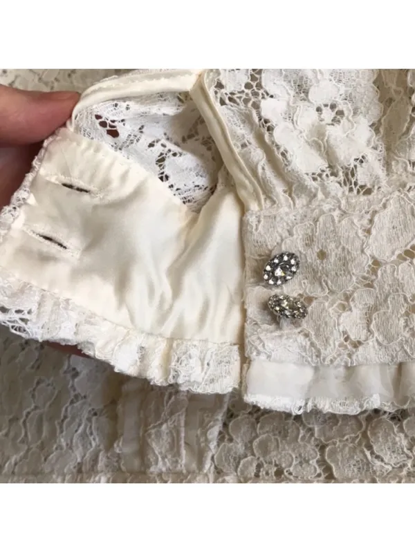 $110 Zara oyster white lace dress with jewel buttons M - Image 9