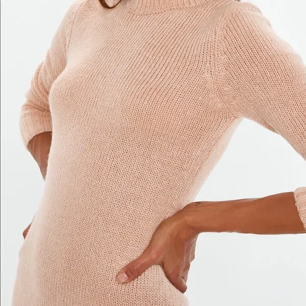 ✨ Missguided Women's Natural Nude Fluffy High Neck Jumper Dress✨ - Image 3