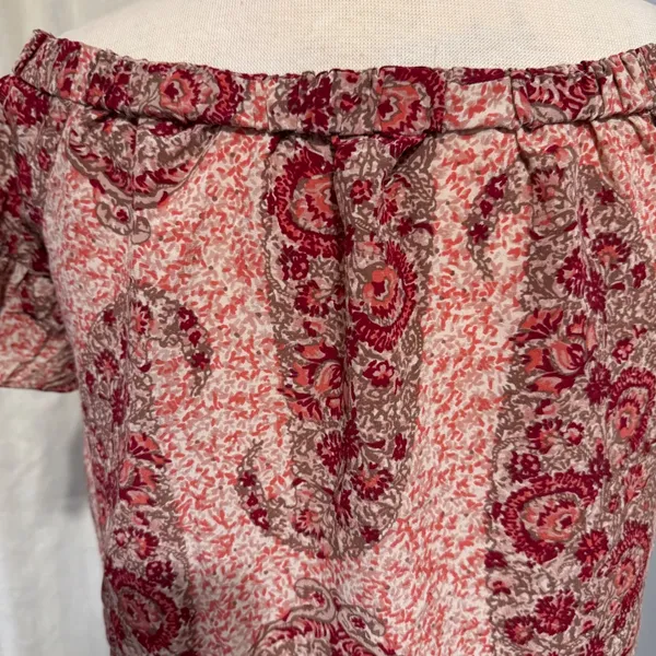 Madewell 100% Silk Floral Off Shoulder Top‎ Size S Cropped Bohemian Blouse - Image 7