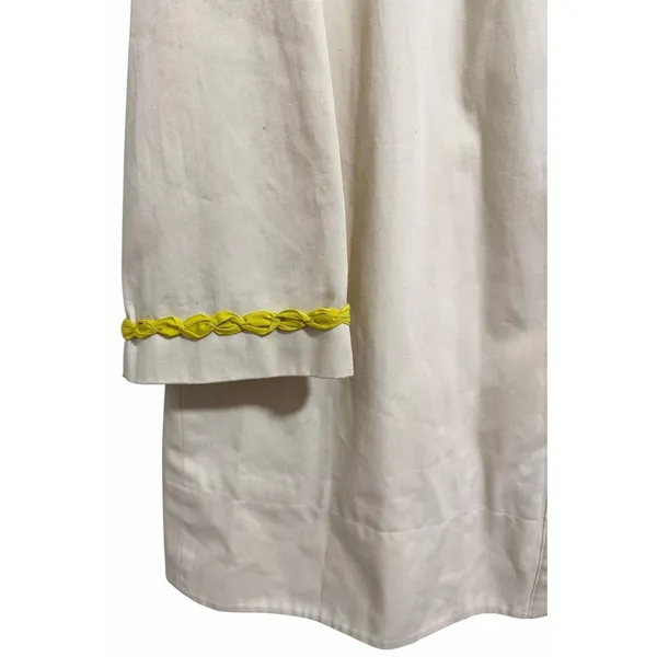 Boden Artisan‎ Cream Coat W/Gray Bobble Buttons & Kiwi Trim Women's Size L/XL - Image 7