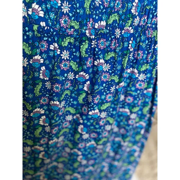 LOFT Blue Floral Smocked Maxi Dress Cottagecore Romantic Garden XS Wedding Party - Image 5