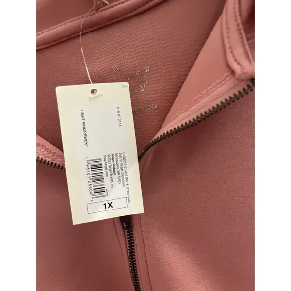 A New Day Women's Plus 1X coral Full Zip Hooded Hoodie - Image 2