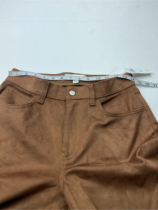 Abercrombie & Fitch High Rise 90s Relaxed Pant Brown Faux Suede Women 28 / 6 NEW - Image 6
