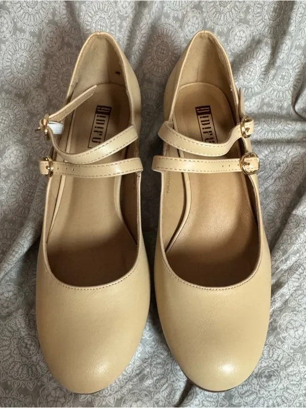 Didifu Nude Block Heel Pumps - Neutral Beige - Image 4