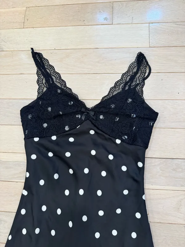 Black Polka Dot Midi Dress - Image 2
