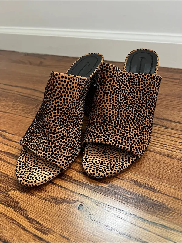 Alexander Wang Womens Tan and Black Leopard Print Block Heel Mules - Image 3