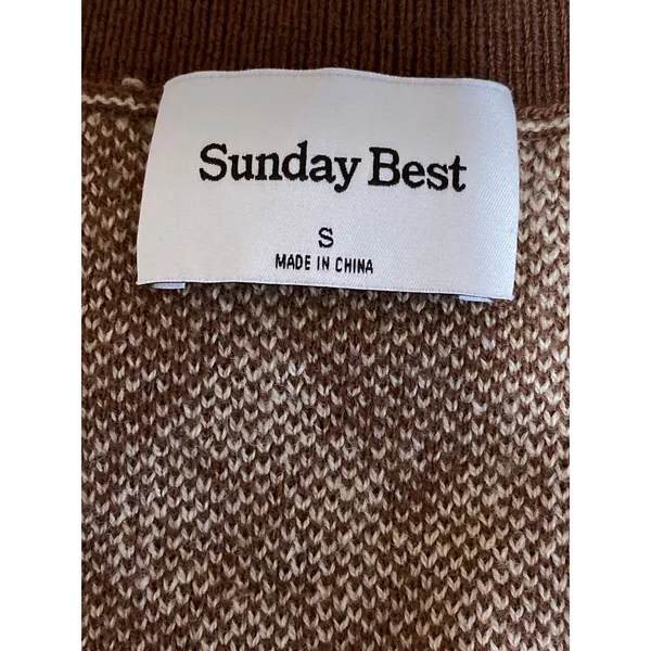 Aritzia Sunday Best Women's Brown Wool Argyle Sleeveless Sweater Vest Top Size S - Image 5