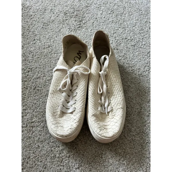 Pippy Snakeskin-Embossed Leather Platform Sneakers Sam Edelman Sz‎ 8 - Image 2