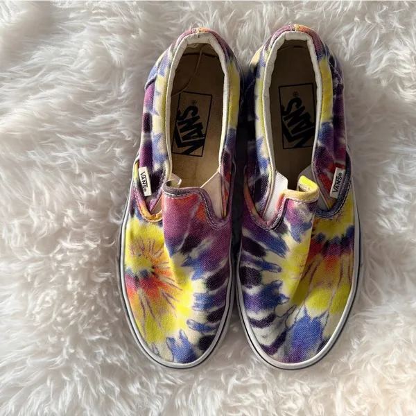 Vans Classic Slip-On Sneakers - Washed Tie Dye Multicolor - Women’s 6.5 Men’s 5 - Image 2