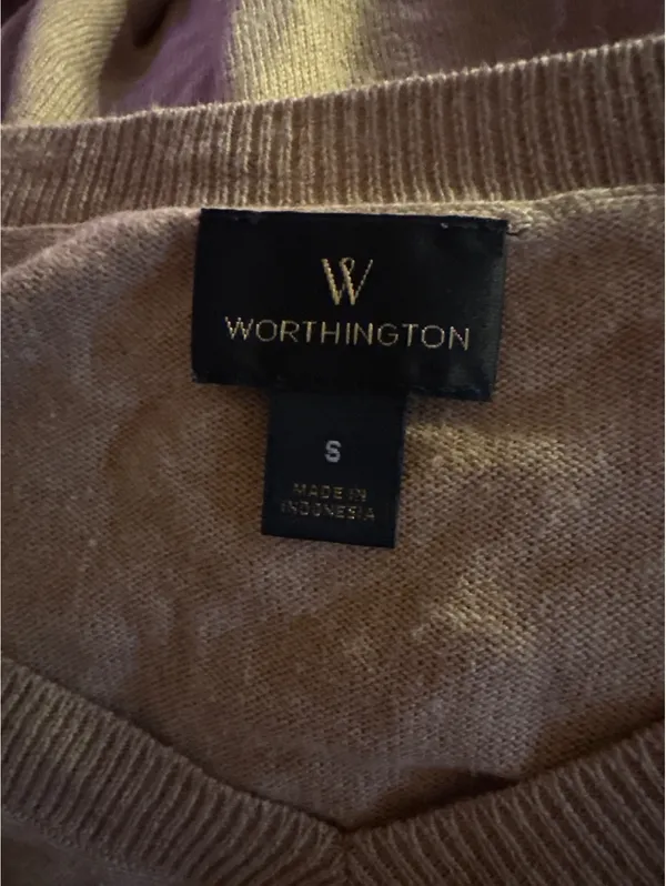 Worthington Women's V-Neck Pullover Sweater Size S Beige - Image 4