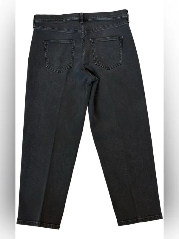 AYR The Beat Cotton High Rise Barrel Leg Ankle Crop Jean Washed Black Size 32 - Image 4