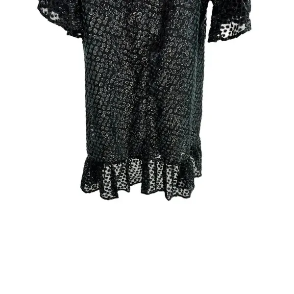 Anthropologie Amadi Lucinda Dress‎ Textured Dot Metallic Black Green Size Large - Image 10