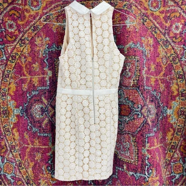 Anthropologie English Factory Flower Crochet Collar Sleeveless Fitted Dress - Image 4
