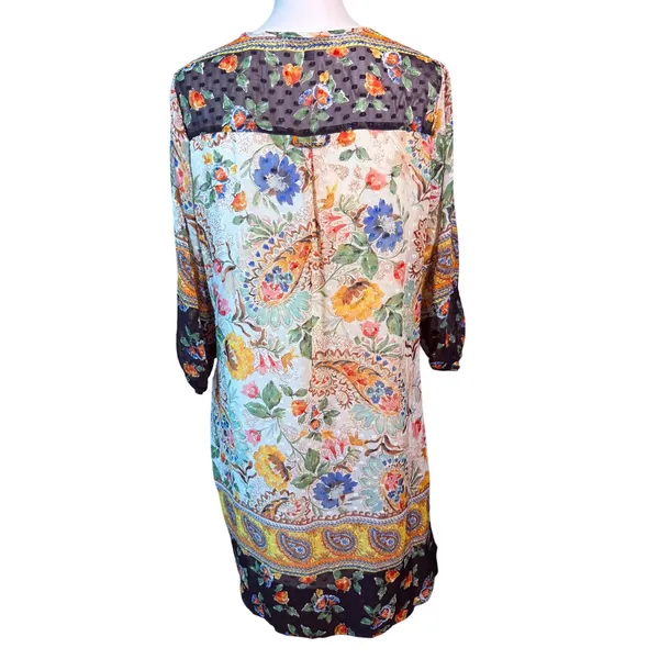 Figueroa & Flower Womens L Floral Paisley Border Print Tassel Tunic Shift Dress - Image 5