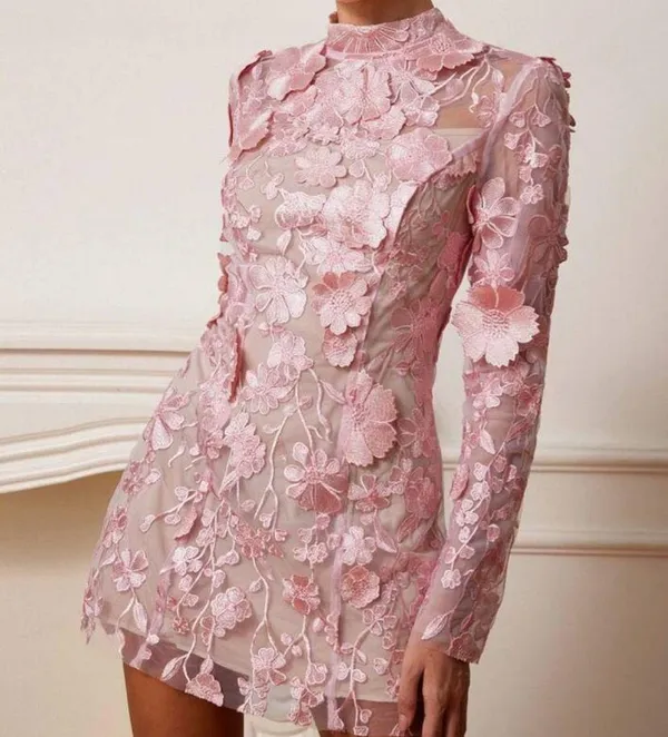 3D mini floral dress Pink - Image 2