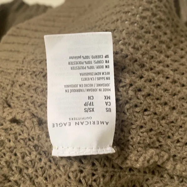 American Eagle Oversized waffle knit Grandpa Slouchy Cardigan Gray Brown XS/S - Image 9