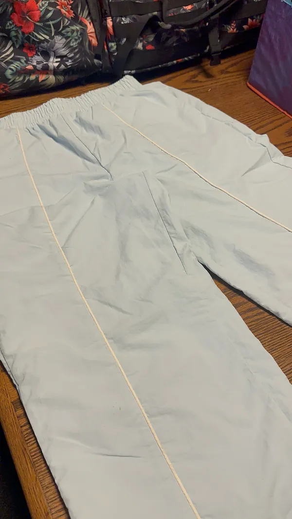 Forever 21 Baby Blue White Piping Y2K Track Pants M - Image 5