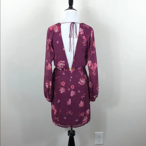 LPA Maisie Dress Jolene Floral Chiffon Long Sleeve Mini Dress NWT Small - Image 8