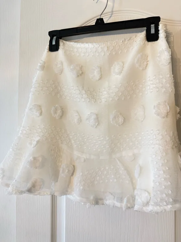 White Pom Pom Mini Skirt - Image 2