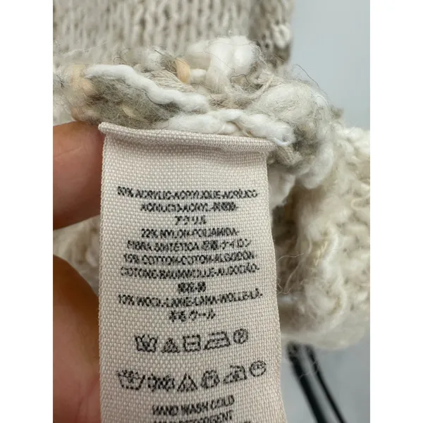 Free People Womens Cream Knit Chunky Oversized Sweater Fuzzy Size L Neutral Long - Image 8