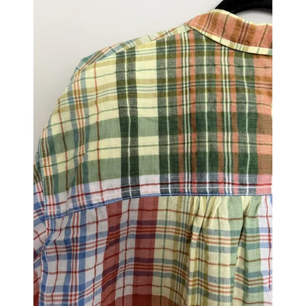 ANTHROPOLOGIE Pilcro Half-Sleeve Batwing Blouse Plaid Women's Size Medium - Image 8