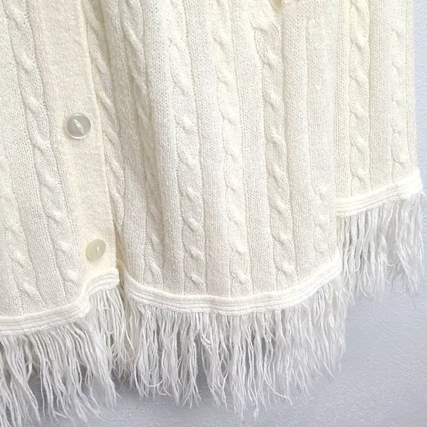 Vintage 60’s chunky knit sweater cape‎ poncho Light ivory - Image 5