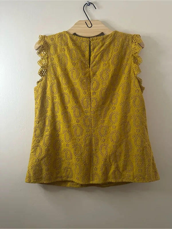 Boden Hallie Broderie Eyelet mustard yellow Sleeveless Top 10 - Image 5