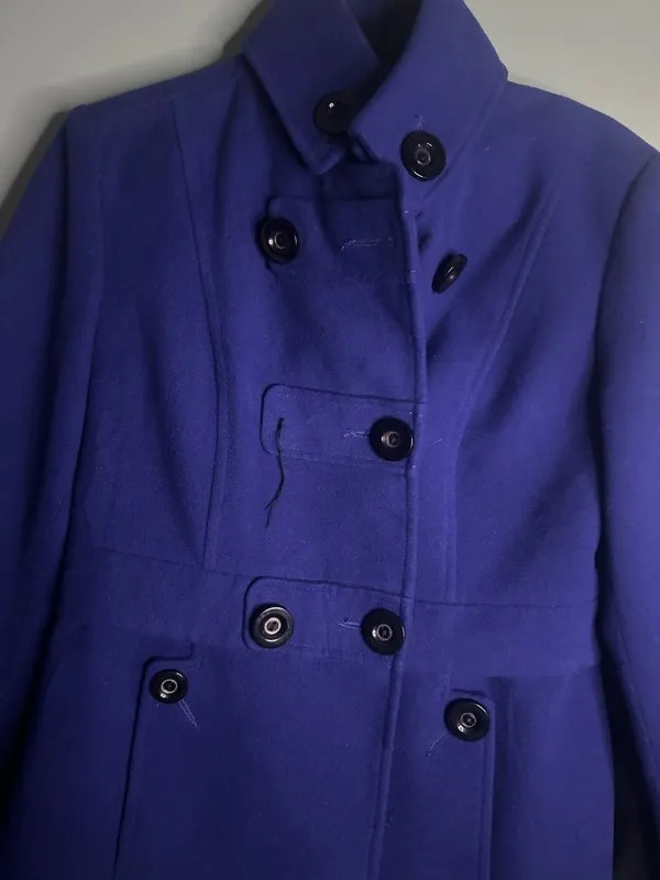 Womens S Georgiou Studio Cobalt Blue Military Jacket Double Breasted Peacoat - Image 2