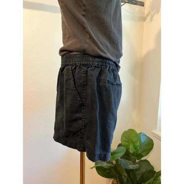 Quince Black 100% Linen Premium Flax Elastic Waist Shorts Size Medium - Image 3