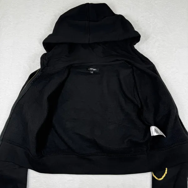 Ed Hardy Love Kills Slowly Cropped Zip Up‎ Hoodie Black Skull Tattoo Y2K Medium - Image 6