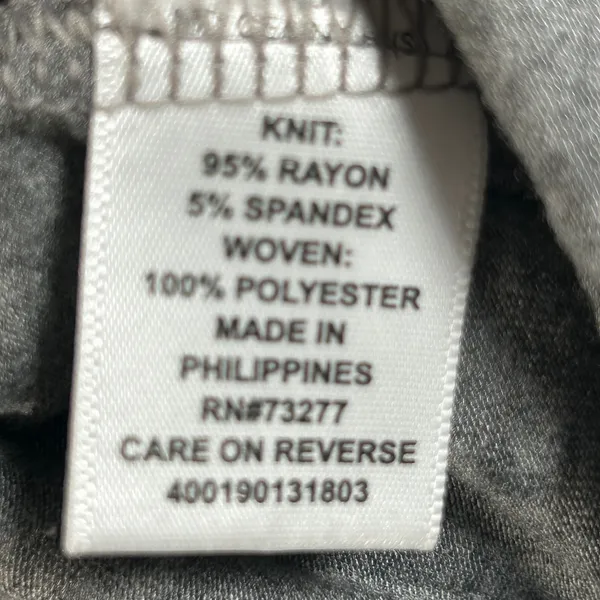 ELLE Women Gray White Layered Collared 3/4 Sleeve Shirt‎ Top Size S - Image 3