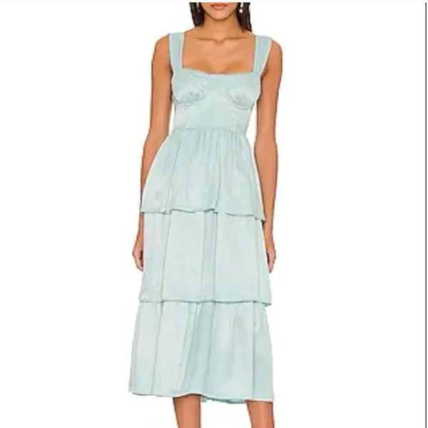 WEWOREWHAT Blue corset ruffle midi dress - Image 2