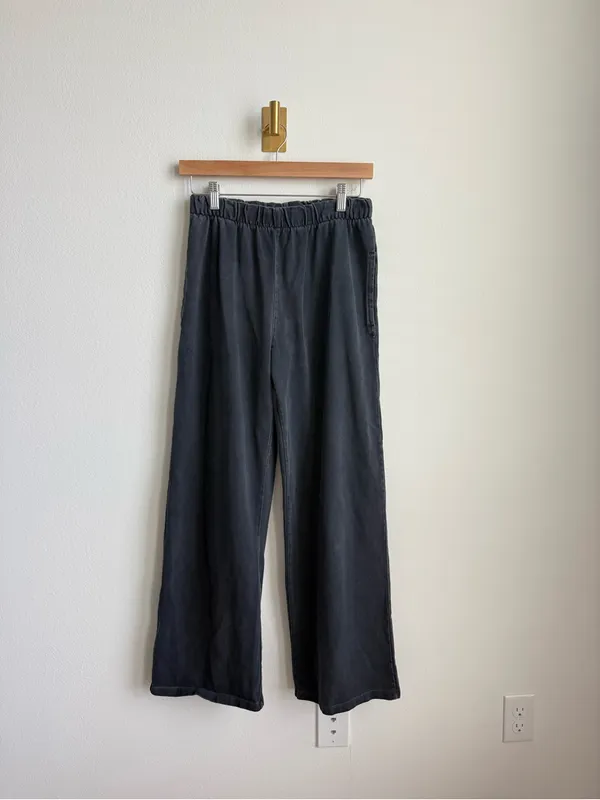Brandy Melville John Galt Navy Wide Leg Sweatpants One Size - Image 4