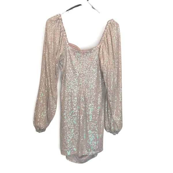 Lulus Fabulous Essence Womens M Blush Iridescent Sequin Bodycon Mini Dress NWT - Image 9