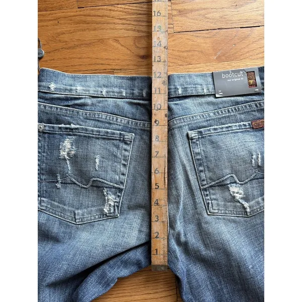 7‎ Seven For All Mankind Jeans Women 32 Bootcut Blue Western USA Made Y2K NEW - Image 9