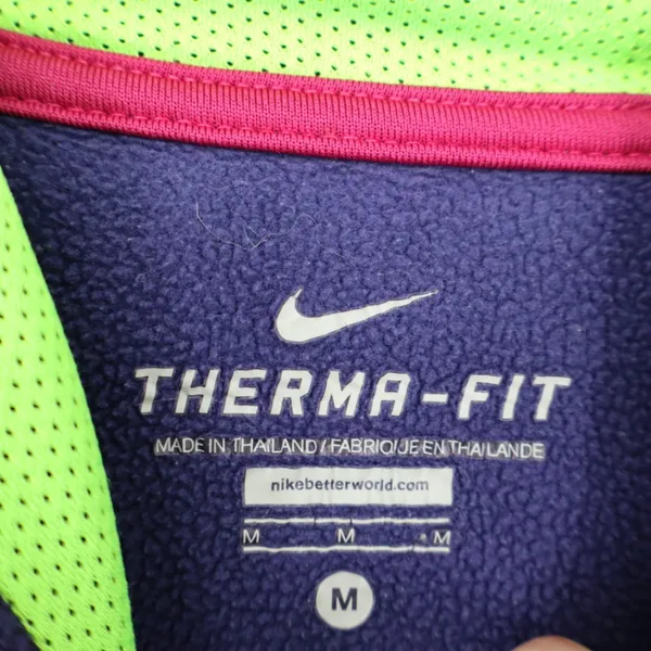 Nike Women's Therma-Fit Hoodie Size Medium Big Swoosh Purple Pink Athletic Green - Image 6