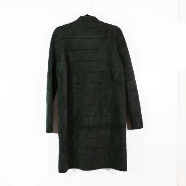 J. McLaughlin Faux Vegan Fur Collared Snap Button Jacket Coat Green XS - Image 4