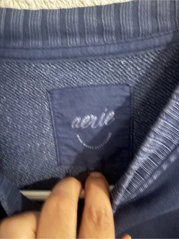 aerie Navy Graphic Checkerboard Crewneck Sweatshirt - Image 2