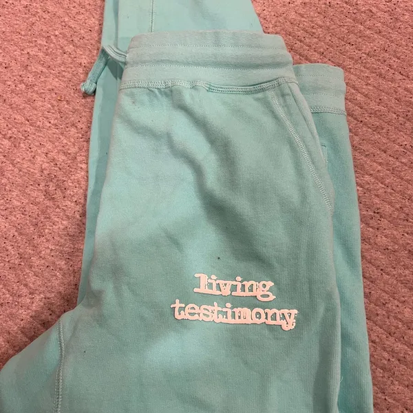 Beauty for ashes living testimony womens Aqua Joggers - Image 3