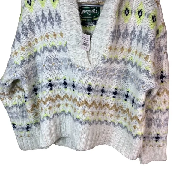 American‎ Eagle Oversized Soft and Cozy Wool Blend Hooded Sweater Gray XS NWT - Image 3