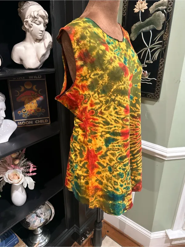 Karma Circle USA Sleeveless Dye Top – Multicolor Swirl – Size L/XL NWT - Image 3