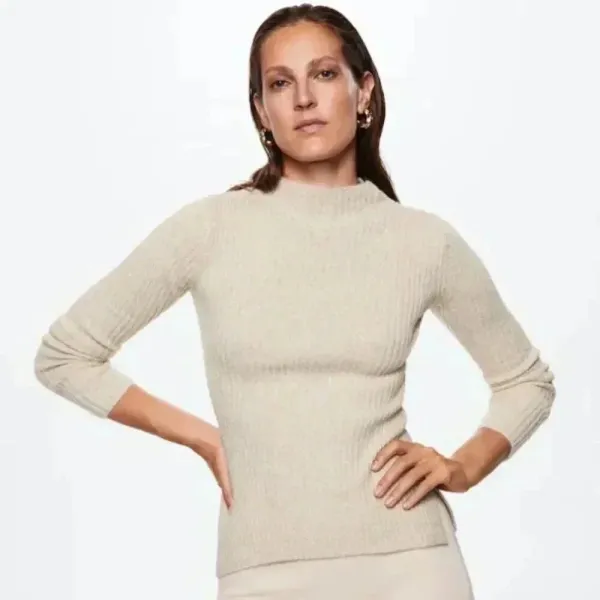 Mango MNG Shiny Ribbed Light Pastel Grey‎ Cardigan Sweater NWT Plus 1XL - Image 3