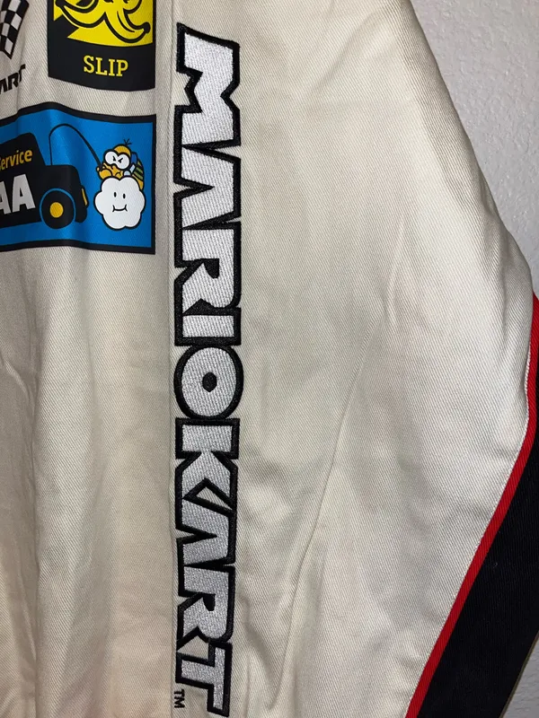Nintendo Brand New Mario Kart Racing Jacket Large Cream Graphic Bomber - Image 11