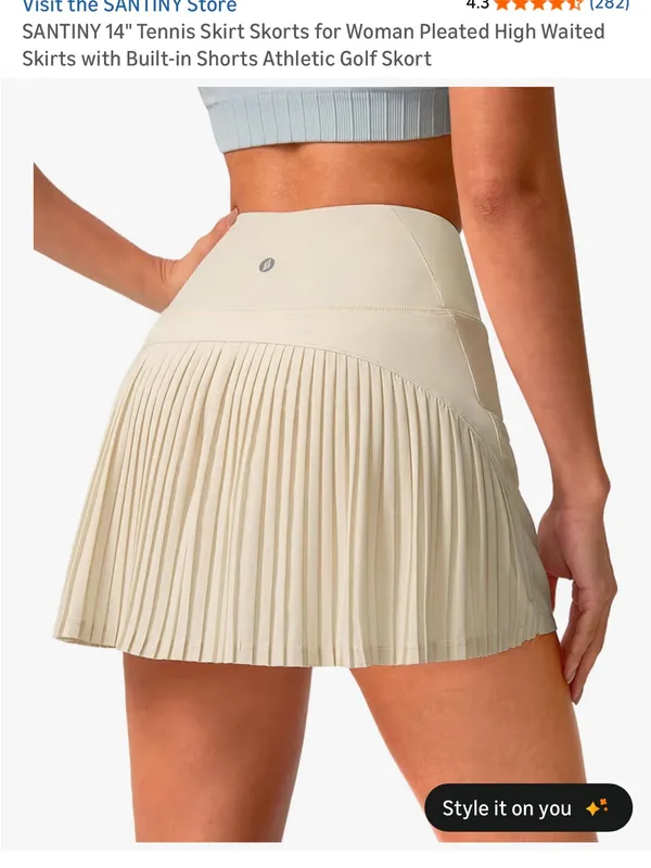SANTINY Pleated Tennis Skirt for Women with Pockets Shorts High Waist Medium Tan - Image 8