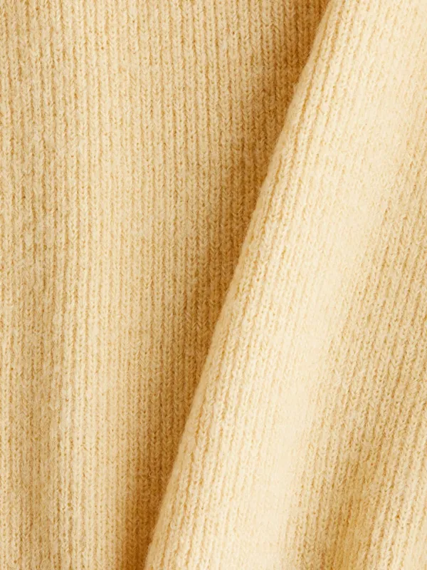 H&M | Fine Knit Off-Shoulder Twist Knit MIDI Dress in Pale Yellow XS - Image 5