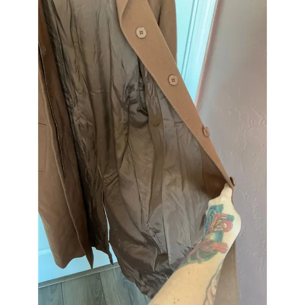 Vintage Italian Style Marzotto Wool Long Peacoat W8 Brown - Image 5